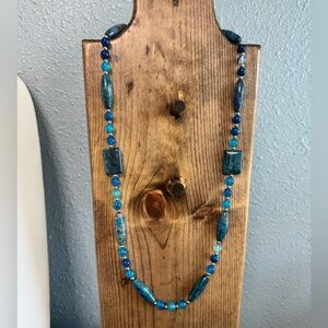 Blue Crazy Lace Agate Handcrafted Natural Stone Beaded Necklace